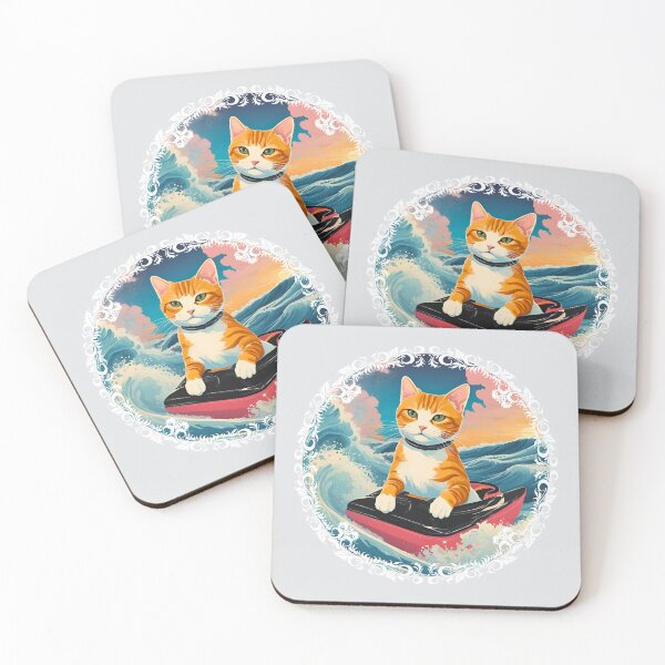 Item preview, surf rider cute Cat  designed and sold by Modern-Tropical.