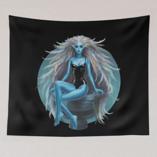 Item preview, Blue alien on a blue background designed and sold by MargoMalej.