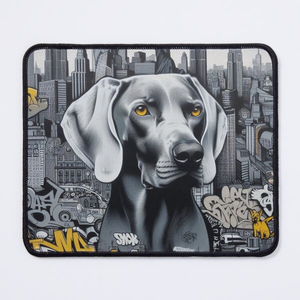 Item preview, Nueva York en gris y amarillo: mural de arte canino estilo grafiti con paisaje urbano - Diseño n.° 121 designed and sold by WeimTrails.
