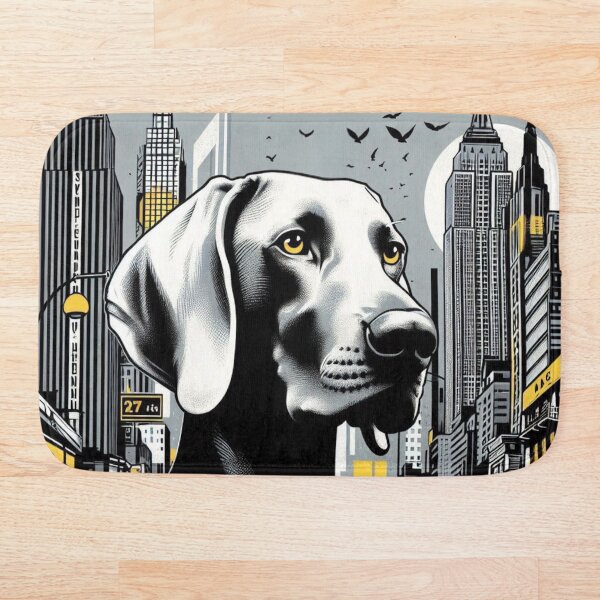 Item preview, Nueva York en gris y amarillo: mural de arte canino estilo grafiti con paisaje urbano - Diseño n.° 122 designed and sold by WeimTrails.