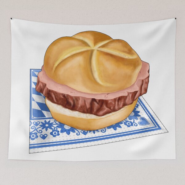 Item preview, Bavarian meat loaf bread roll on napkin designed and sold by ARTemyzz.