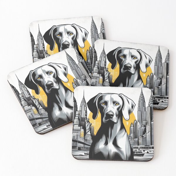 Artikelvorschau, Kantige Weimaraner-Graffiti-Kunst in Gelb - Design Nr. 125 entworfen und verkauft von WeimTrails.