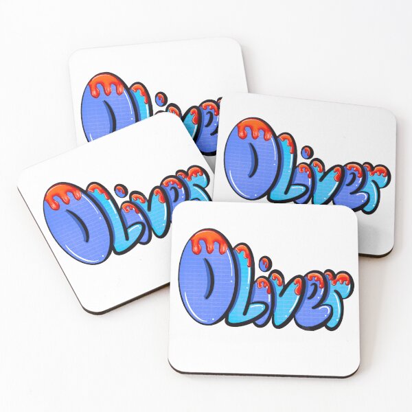 Item preview, Oliver  - blue with red drips Top 10 best personalized gifts boys and men  personalised Graffiti name Oliver designed and sold by Artonmytee.