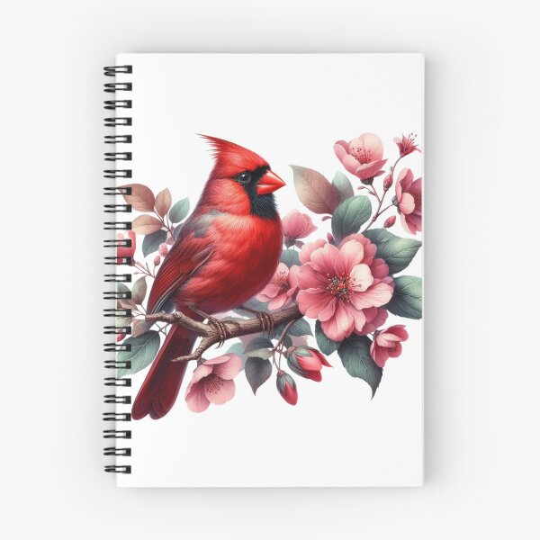 Item preview, Red Cardinal Bird ,Flowers designed and sold by deniz kaya.