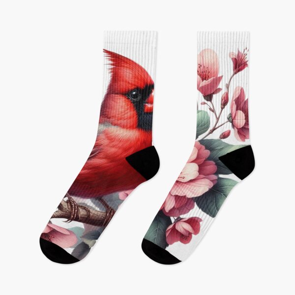 Item preview, Red Cardinal Bird ,Flowers designed and sold by deniz kaya.