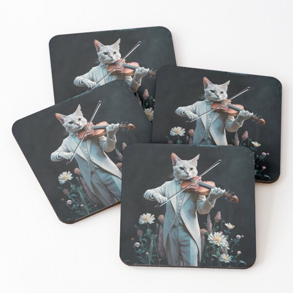 Item preview, surrealistic of a cat playing a violin designed and sold by OneLastWish.