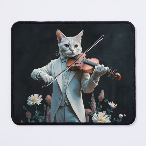 Item preview, surrealistic of a cat playing a violin designed and sold by OneLastWish.