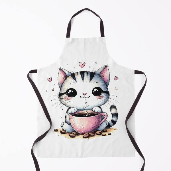 Item preview, Cutesy Kitty Sipping Coffee designed and sold by Design Den.