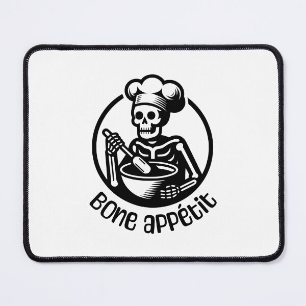 Item preview, Bone Appetit! Black And White Skeleton Cooking designed and sold by PMCreative.