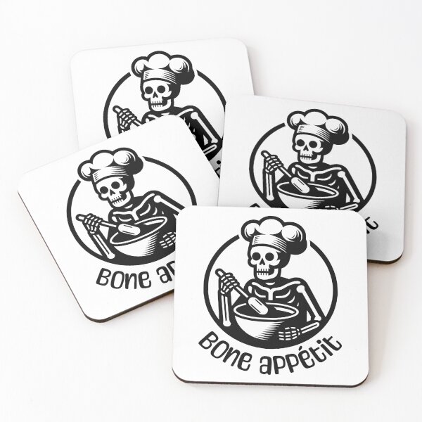 Item preview, Bone Appetit! Black And White Skeleton Cooking designed and sold by PMCreative.
