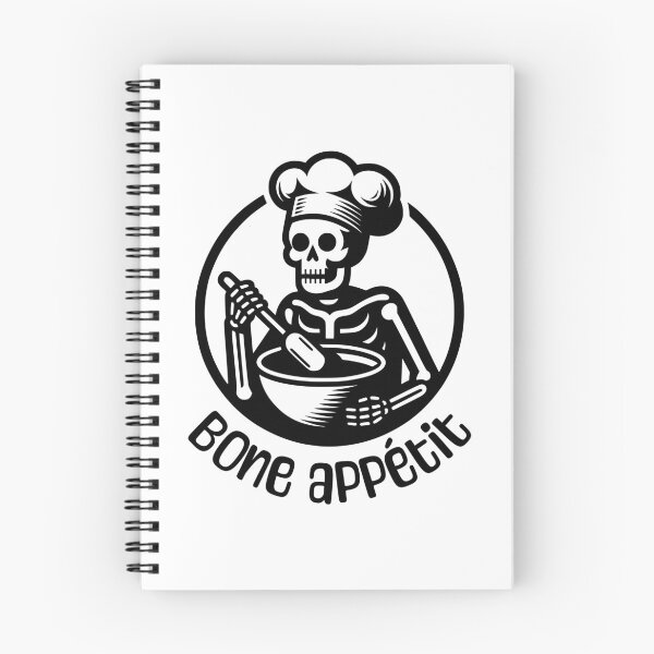 Item preview, Bone Appetit! Black And White Skeleton Cooking designed and sold by PMCreative.
