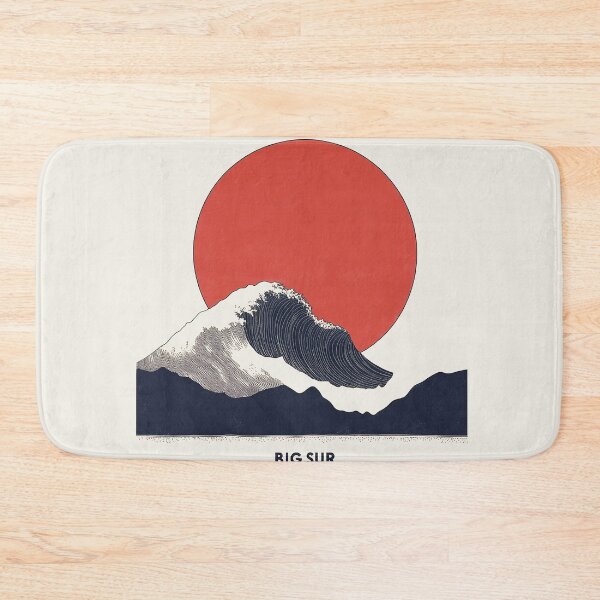 Item preview, Retro Big Sur Coastal Wave with Red Sun designed and sold by Retro Travel Design.