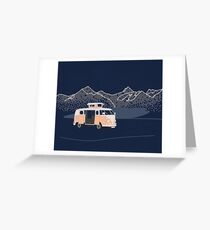 Campervan With Lake And Mountains Greeting Card