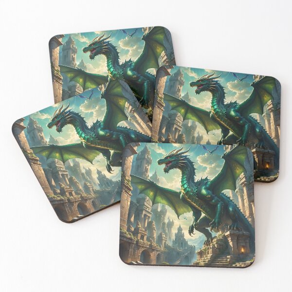 Item preview, Mystical Dragon Over Ancient Ruins designed and sold by koreatvtea.