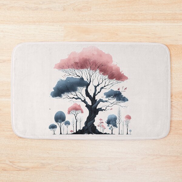 Item preview, A Big Tree Navy Pink watercolor plant designed and sold by Nanthanon.