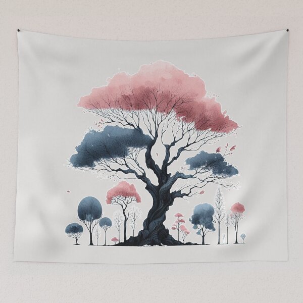 Item preview, A Big Tree Navy Pink watercolor plant designed and sold by Nanthanon.