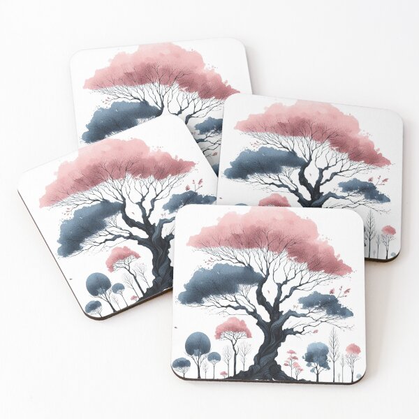 Item preview, A Big Tree Navy Pink watercolor plant designed and sold by Nanthanon.