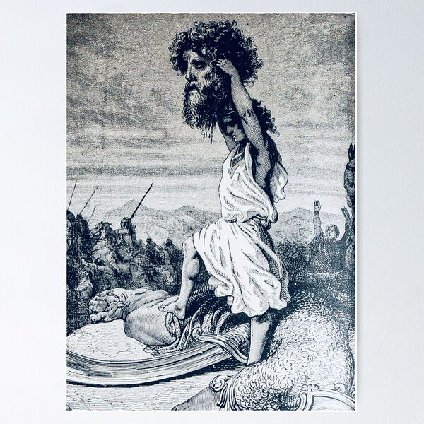 Item preview, David and Goliath - 1885 Holy Bible Illustration designed and sold by Saturnspx.