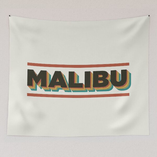 Item preview, Retro Malibu Rainbow Typography Design designed and sold by Retro Travel Design.