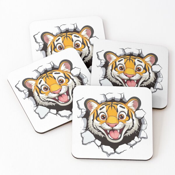 Item preview, Cartoon Tiger Face Sticker designed and sold by NicolasGlowArt.