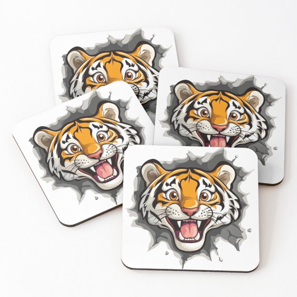Item preview, Happy Tiger Face Sticker designed and sold by NicolasGlowArt.