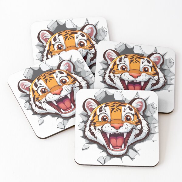 Item preview, Happy Carton Tiger Face Sticker designed and sold by NicolasGlowArt.