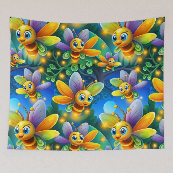 Item preview, Magical Fireflies Flying Over the Enchanted Forest - Seamless Pattern #9 designed and sold by Second Draft Visuals.