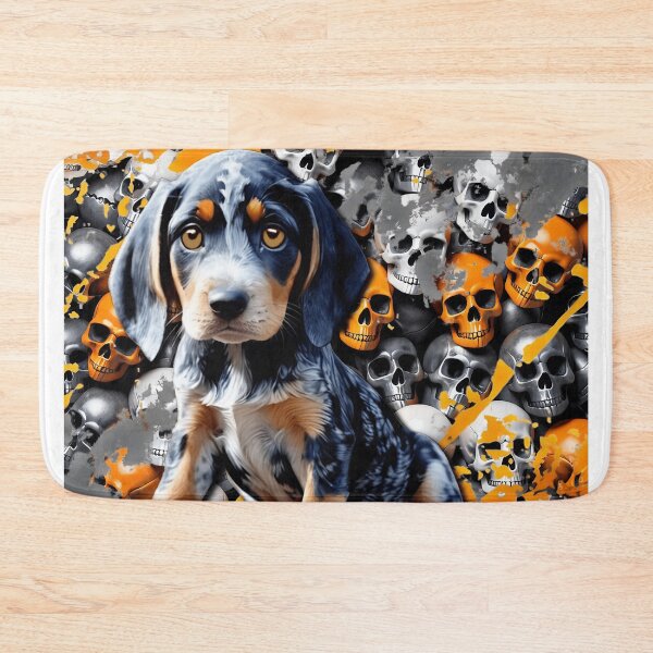 Item preview, BLUETICK COONHOUND PUPPY & SKULL SPLASH designed and sold by Pickle Wicked Designs.