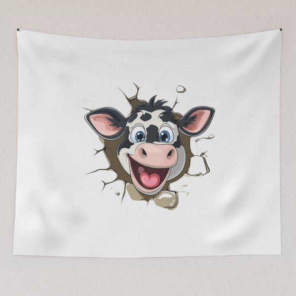 Item preview, Happy Cartoon Cow Sticker designed and sold by NicolasGlowArt.