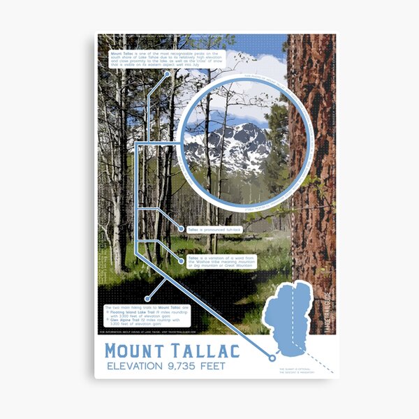 Mount Tallac Infographic Metal Print