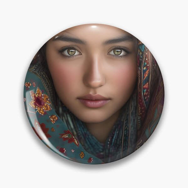 Item preview, Woman with intricate patterned colorful headscarf  designed and sold by Artessie.