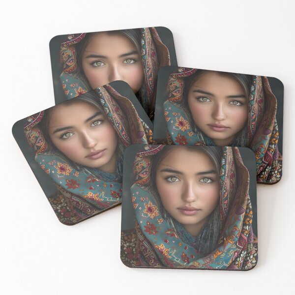 Item preview, Woman with intricate patterned colorful headscarf  designed and sold by Artessie.