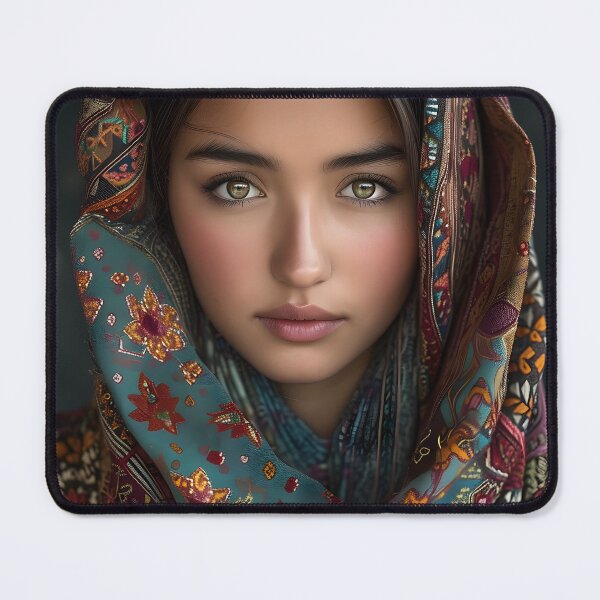 Item preview, Woman with intricate patterned colorful headscarf  designed and sold by Artessie.