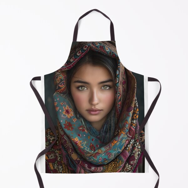 Item preview, Woman with intricate patterned colorful headscarf  designed and sold by Artessie.