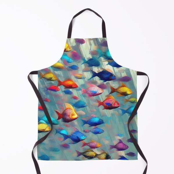 Item preview, Abstract Fish in Underwater Waterfall - Grey Blue Red Yellow Turquoise designed and sold by Beachy.