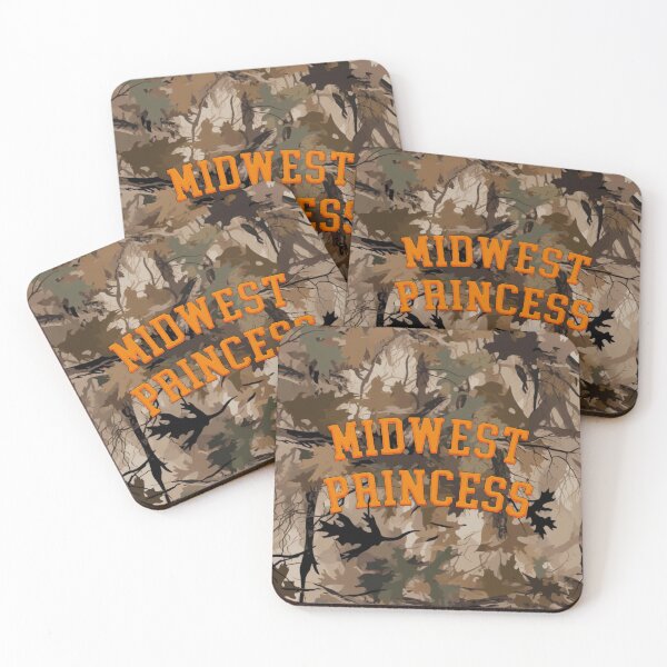 Item preview, Midwest Princess Camo Orange Varsity Curved Beveled Typography designed and sold by aestheticqueen.