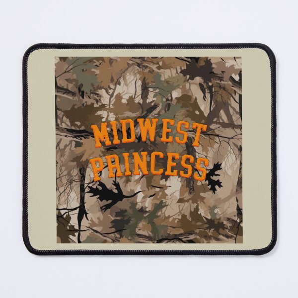 Item preview, Midwest Princess Camo Orange Varsity Curved Beveled Typography designed and sold by aestheticqueen.