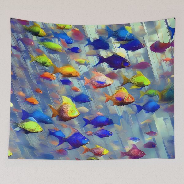 Item preview, Abstract Fish in Underwater Waterfall - Colorful Fish designed and sold by Beachy.