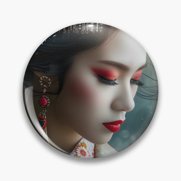 Item preview, Elegant geisha with floral adornments in traditional kimono designed and sold by Artessie.