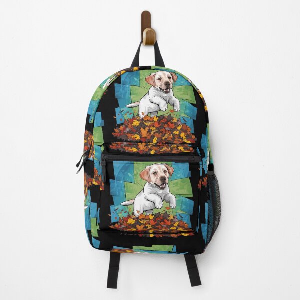 Item preview, Funny Yellow Lab Dog Jumping in Leaf Pile Abstract Art designed and sold by Nature's Fancy.