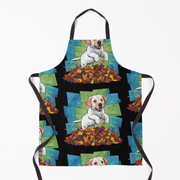 Item preview, Funny Yellow Lab Dog Jumping in Leaf Pile Abstract Art designed and sold by Nature's Fancy.