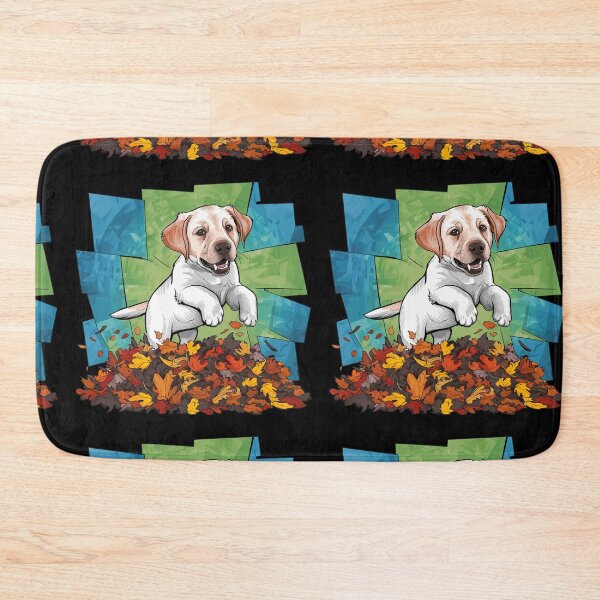 Item preview, Funny Yellow Lab Dog Jumping in Leaf Pile Abstract Art designed and sold by Nature's Fancy.