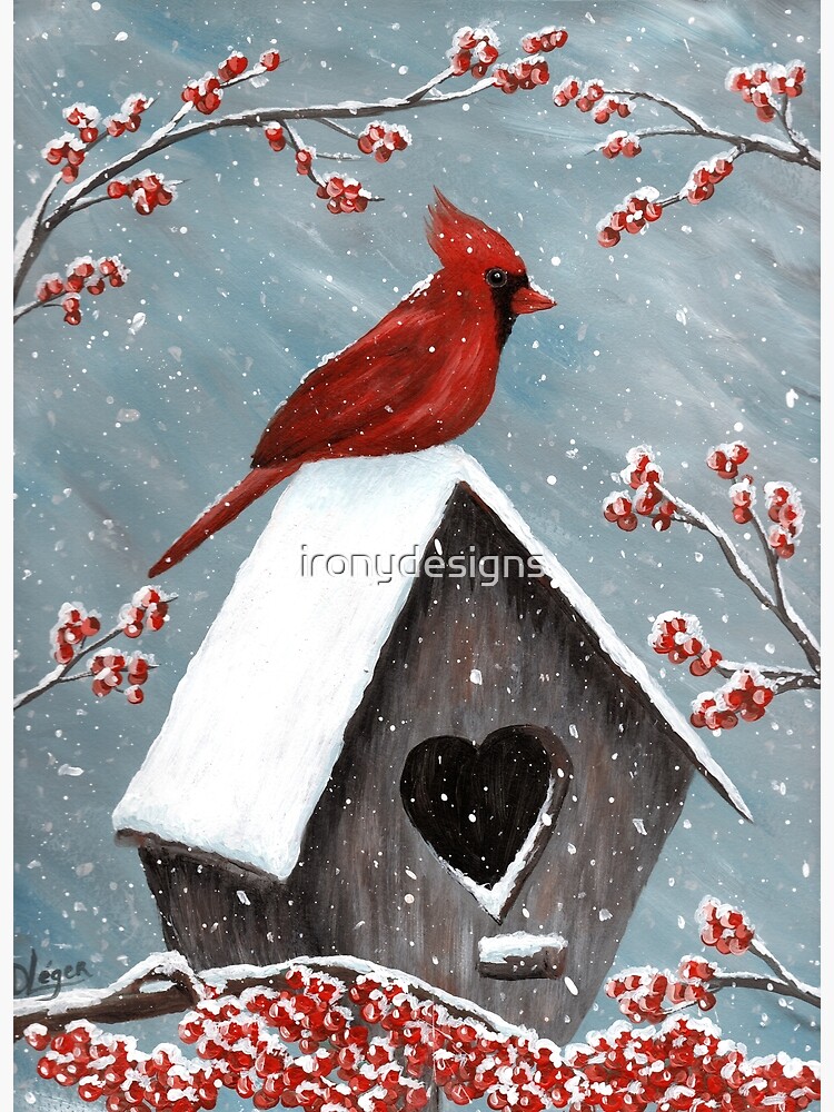 Winter Cardinal Gift Bags in Two Sizes With Matching Tag 