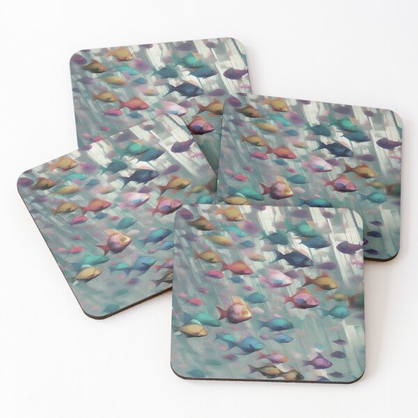 Item preview, Abstract Fish in Underwater Waterfall - Subtle Desaturated Vintage Colors designed and sold by Beachy.