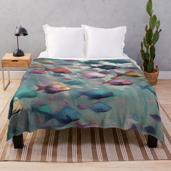 Item preview, Abstract Fish in Underwater Waterfall - Subtle Desaturated Vintage Colors designed and sold by Beachy.