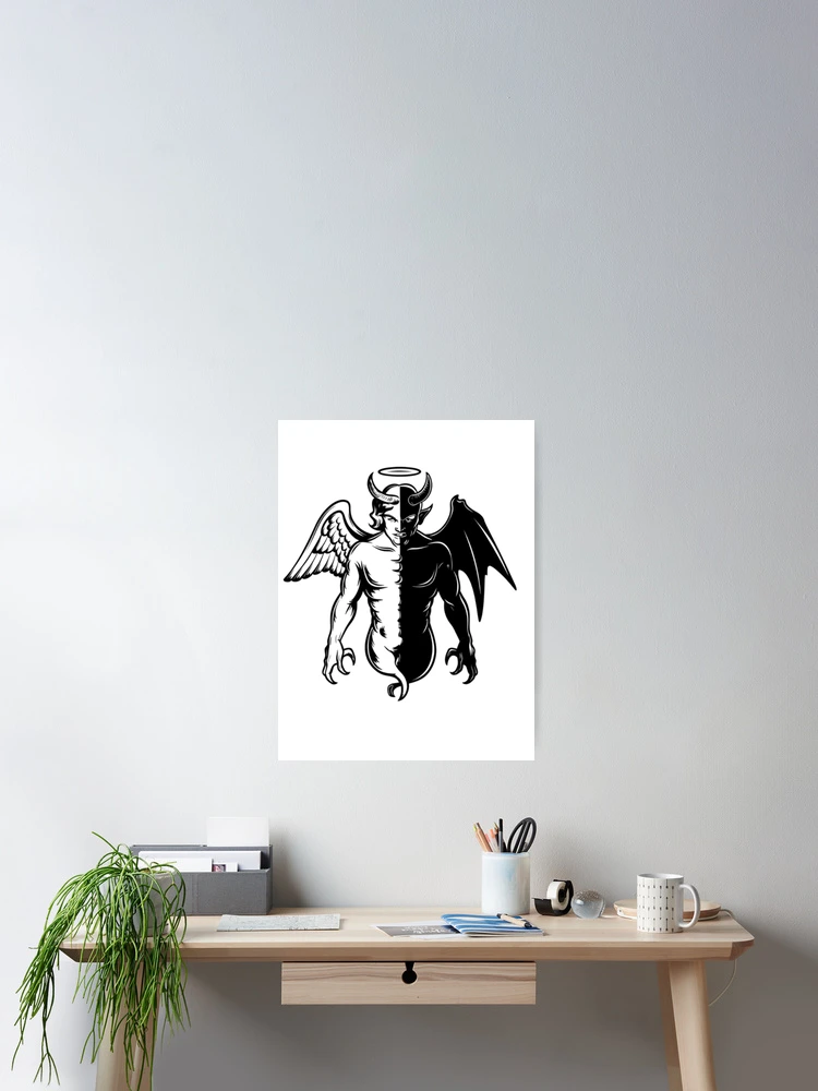 Thumbnail 2 of 3, Poster, Half Angel Half Devil designed and sold by R3FDesign.