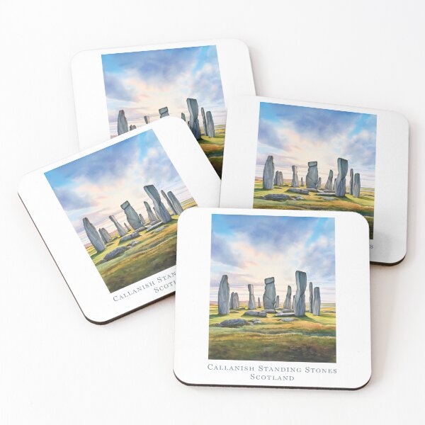 Item preview, Mystical Callanish Stone Circles - Vintage Scotland travel poster in retro style in watercolors designed and sold by pod24.
