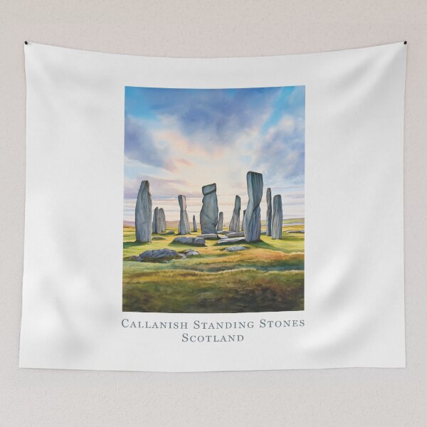 Item preview, Mystical Callanish Stone Circles - Vintage Scotland travel poster in retro style in watercolors designed and sold by pod24.