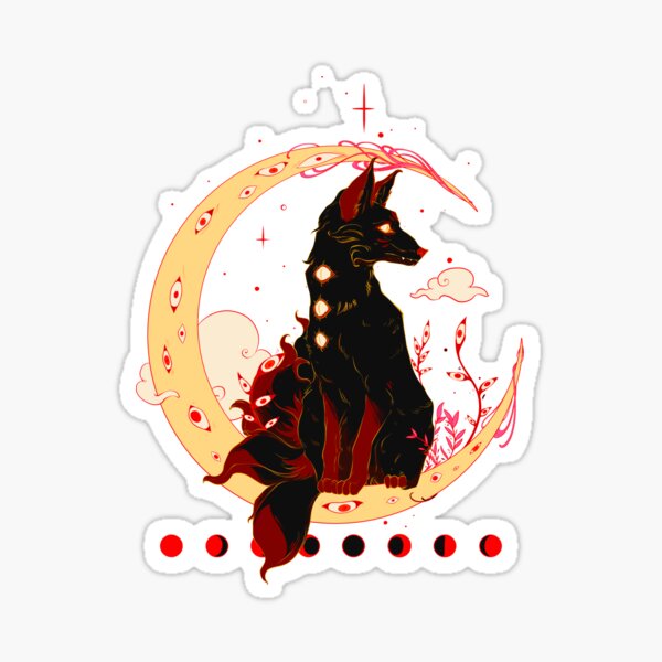Item preview, Copy of Kitsune Fox, Japanese Mythology, Japanese Style Art With Cherry Blossom designed and sold by cellsdividing.