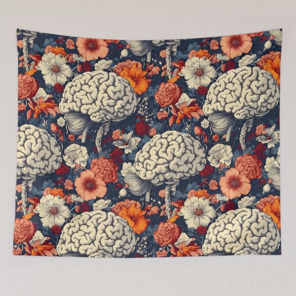 Item preview, Floral Brain Surreal Pattern - Creative Anatomy Art designed and sold by VoyteksDesigns.
